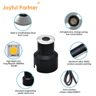 Underground Up Light IP67 3W CREE LED Anti Glare Design DIA45MM Aluminium Housing For Roads