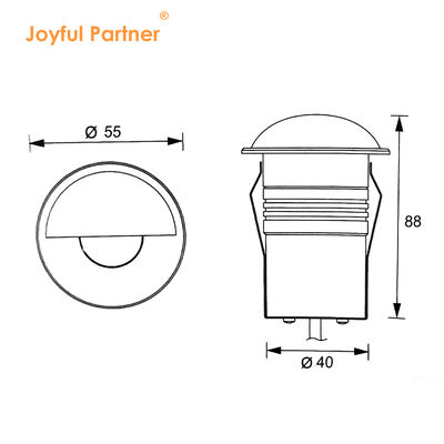 Oprawa LED do góry 1W 2W Stal nierdzewna 316 Przednia osłona 100-240VAC ŚREDNICA 55MM Z plastikową puszką montażową