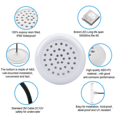 Oświetlenie basenowe OEM/ODM LED, podwodne, wypełnione żywicą, SMD5050, DC12V, materiał SS316L, ABS, 100*26MM