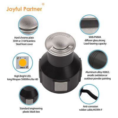 Oświetlenie wpuszczane 3W, aluminiowy korpus, materiał stal nierdzewna 316, przednia osłona, AC100-240V, 3000K, z kablem 0,5 m