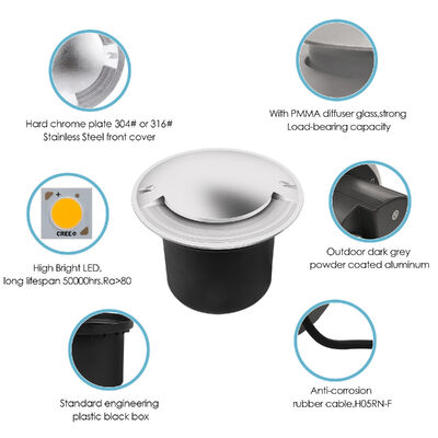 Światło najazdowe ze stali nierdzewnej z przednią osłoną 8W CREE COB LED Jednokolorowe 3000K ŚR. 172 MM do parkingu