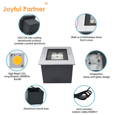 Kwadratowe podłożone podłogi oświetlenie 125 * 125MM ADC12 Aluminiowe obudowy do odlewania wysokiego SMD LED z głęboką konstrukcją anty-błyskową