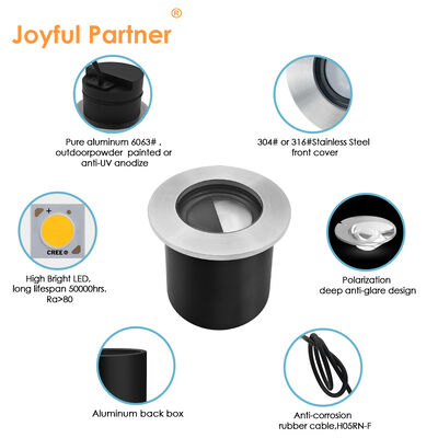 Podziemne światła LED Głęboki antyrefleksyjny design Polaryzacja Obudowa z czystego aluminium 6063# 4W LED Ciepła biel