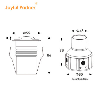 Światła podłożne LED z widokiem bocznym 24VDC 2W 3W LED z certyfikatem CE ROHS DIA55MM