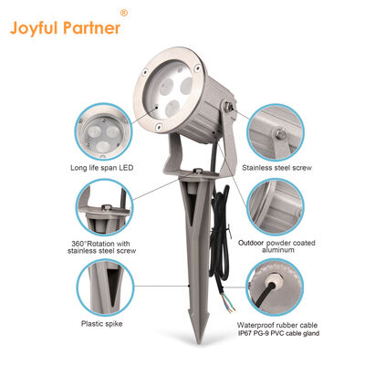 Reflektor ogrodowy LED IP65 aluminiowy z żarówką GU10 i kablem 0,5M do oświetlenia zewnętrznych ścieżek