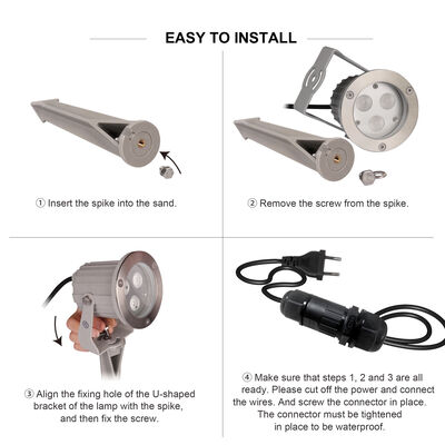 Wodoodporne ogrodowe reflektory LED z plastikowym szpikulcem, żarówka LED GU10 MR16 do ogrodu i podwórka