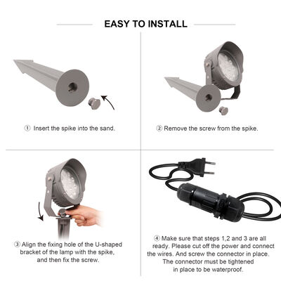 Reflektor ogrodowy LED 12W 24W 36W z wbudowanym sterownikiem DMX512 DC24V RGB3in1, czarny aluminiowy korpus lampy, aluminiowa obudowa do oświetlenia drzew